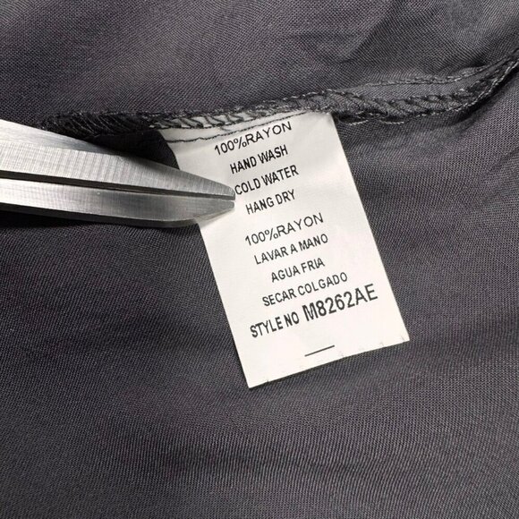 NWOT Monoreno Boho Mini Dress Sz.M Gray Embroidered Bell Sleeve Cottage Prairie - Picture 11 of 12